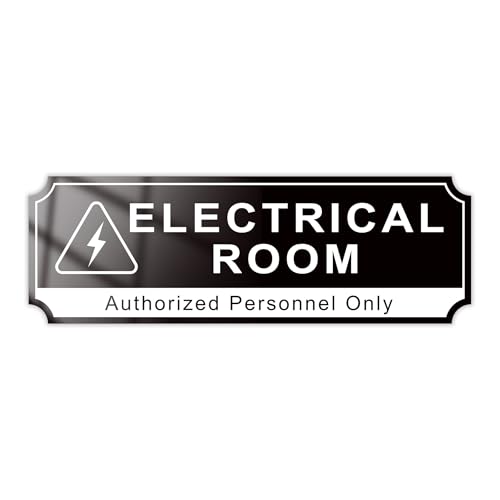 Electrical Room Door Sign for Business，Self-Adhesive Durable Modern Electrical Closet Room Sticker for Home, UV and Weather Resistant Authorized Personnel Only Signs for Business ，Workplace - color: Electrical Room（Black 01）