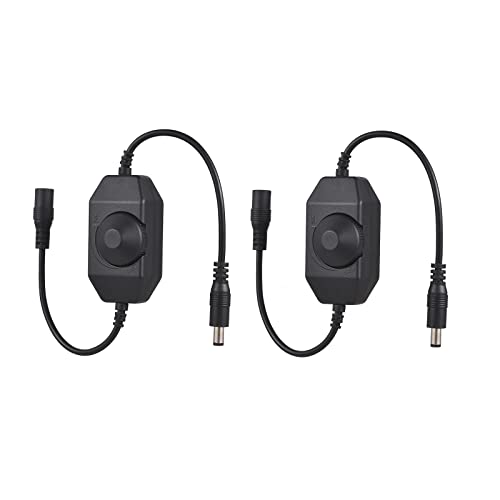 2 Pack LED Strip Light Dimmer Switch, DC 12V-24V LED Brightness Adjustable Controller for Strip Lights,LED Rope Light 3528,5050,5630 - color: Black