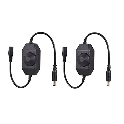 2 Pack LED Strip Light Dimmer Switch, DC 12V-24V LED Brightness Adjustable Controller for Strip Lights,LED Rope Light 3528,5050,5630 - color: Black