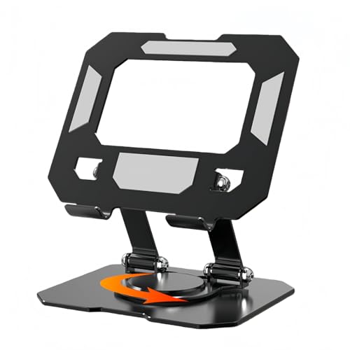 360° Rotatable Metal Tablet Stand, Adjustable Folding Desktop Stand for iPad/iPhone/Switch, Universal Use for Office/Movie/Studying/Drawing/Gaming, Black - color: Hollow Stand - Black