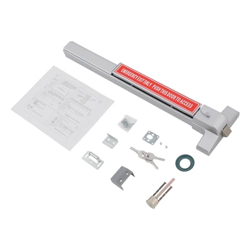 Door Security Bar, Commercial Door Push Bar Panic Exit Device, Panic Bar Lock Set Emergency Door Hardware, Emergency Hardware Parts Gate Lock with 2 Keys, Applicable Door Width ≥ 17.13in