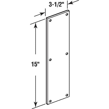 Prime-Line J 4720 Door Push Plate, 3-1/2 x 15 In. Stainless Steel (Single Pack)