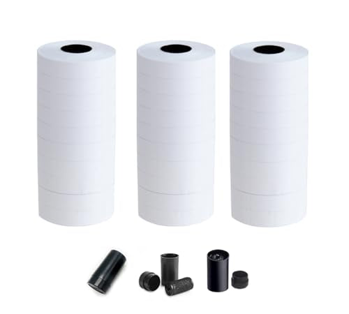 Labels for 2-Line Price Tag Gun,15000 Labeler Stickers w/ 3 Ink Rolls Kit for Date Code Pricing Tagging Maker Stamper Applicator Machine,Clothes Supplies Label for Retail Garage Sale(White)