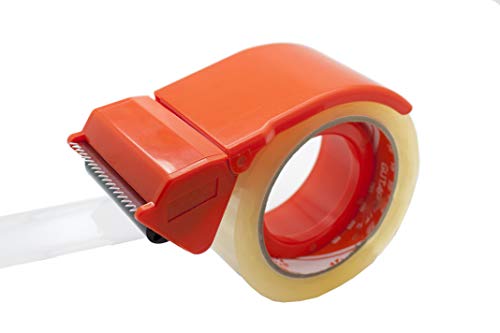 Handheld Easy Tape Dispenser - Side Load Lightweight Industrial Tape Cutter for up to 2" Inch Width Tape. Easy Grip Flow Simple Sealer for Office, Commercial Operation, Shipping, Carton Sealing