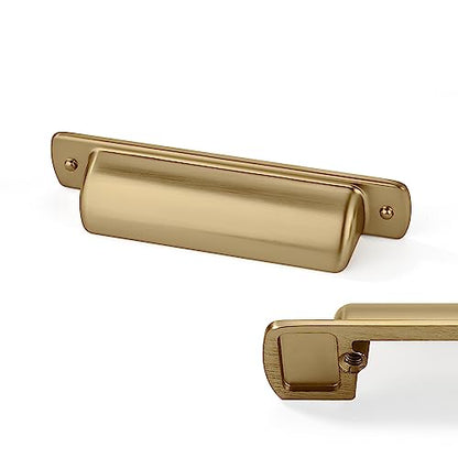 10 Pack Brass Cup Pulls 2-1/2"(64mm) Center to Center Drawer Pulls Brushed Brass Cabinet Cup Pulls Kitchen Cabinet Hardware Brushed Gold Cabinet Handles Bin Cup Drawer Handles Gold Knobs. - color: Brushed Gold/Brass, size: 2-1/2"(64mm) hole center, style: