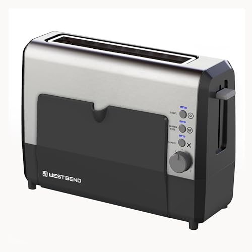 West Bend QuikServe Toaster, 2-Slice Wide-Slot Slide-Through Bread Toaster with Bagel and Gluten-Free Settings and Cool-Touch Exterior Fast Toasting, Includes Removable Serving Tray,1400-Watts, Silver - color: Silver