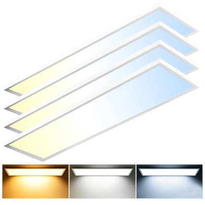 1x4 LED Flat Panel Light, 5500LM, 3CCT Selectable, Dimmable Ceiling Light - color: White, size: 4PACK