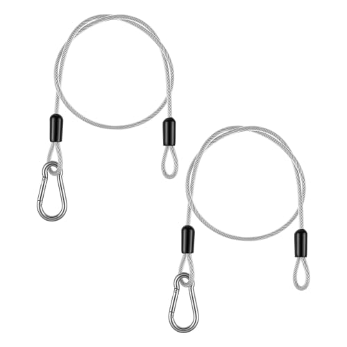 2Pcs 5/32" Dia Safety Security Cables with Carabiner Hooks - size: 2Pcs