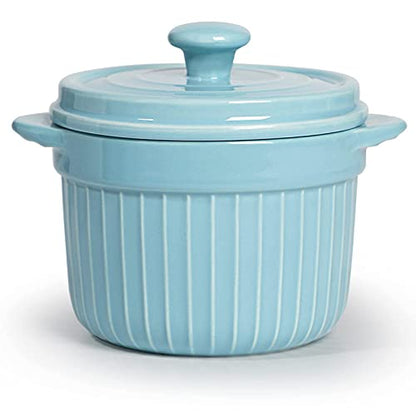 ONTUBE Ceramic Bacon Grease Container Keeper with Strainer 17oz,Turquoise - color: Turquoise