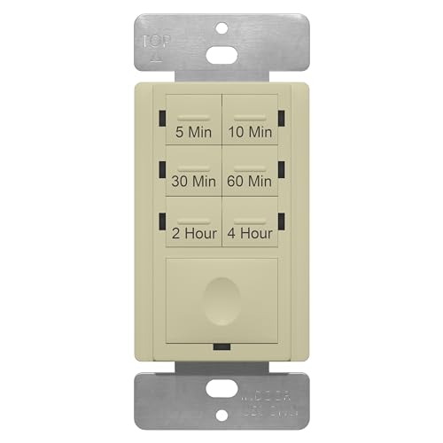 ENERLITES Countdown Timer Switch - Fan & Light Timer, 5 Min - 4 Hrs, Night Light LED Indicator, Neutral Wire Required, UL Listed, HET06-I, Ivory - color: Ivory, size: 4 Hour