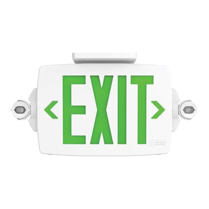 Lithonia Lighting Quantum LED Exit Sign Emergency Light Combo, Exit Sign and Emergency Lights, 2-Head Fixture, Red/Green Selectable Letters, High Output Battery, White (LHQM S W RG MVOLT HO M6) - color: Red/Green Selectable - White, size: 16.5" | Sign & R