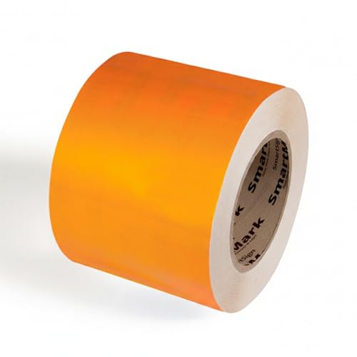 SmartSign Orange Floor Marking Tape, 4" Wide x 100' Long Roll, Durable Polyester, Laminated Protection - Non-Abrasive, Adhesive Safety Tape for Warehouses, High Traffic/Forklift Areas, Removable - color: Orange, size: 4"