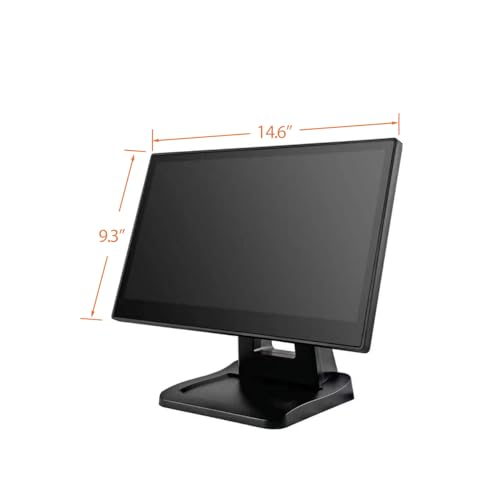 ANGEL POS 15.6 Inch 1920 x 1080 FHD IPS Touchscreen POS Monitor with Metal Stand, 10 Points Touch HDMI VGA, Waterproof Dustproof Screen 1080P, Indusitrial, Office, Retail, Gym, Warehouse (Black) - color: Black