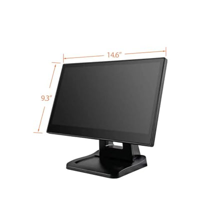 ANGEL POS 15.6 Inch 1920 x 1080 FHD IPS Touchscreen POS Monitor with Metal Stand, 10 Points Touch HDMI VGA, Waterproof Dustproof Screen 1080P, Indusitrial, Office, Retail, Gym, Warehouse (Black) - color: Black