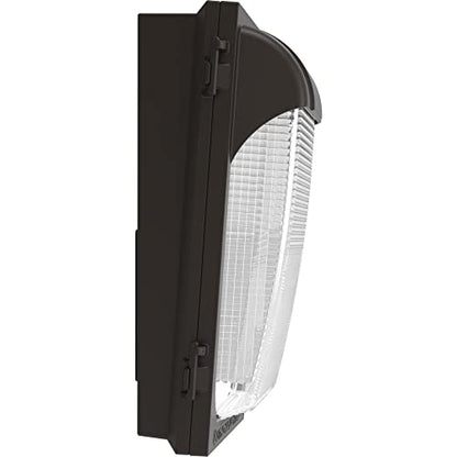 Lithonia Lighting 7.5" Mini LED Wall Pack Outdoor Light Fixture, Building Wall Light, Adjustable Lumens, 4000K Cool White, MVOLT 120-277V, IP65, Glass Lens, Bronze (TWX1 LED ALO 40K MVOLT DDBTXD) - color: Adjustable Lumens | 4000K Cool White, size: 12" H