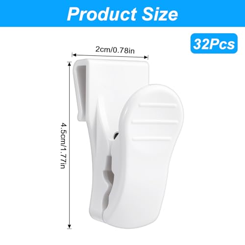 32 Pcs Plastic Gridwall Clips, Accessory Hooks for Hanging Display Sign Holder, Storage and Organization in Retail, Home, Workspace, White