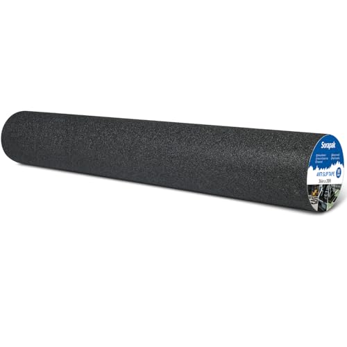 Extra Wide 36in x 20ft Black Anti Slip Tape, 80 Grit Waterproof Non Skid Grip Tape Roll for Ramps, Decks, Boat Decks, Warehouse Floors, Garages, Indoor & Outdoor Use - size: 36'' x 20 FT