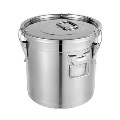304 Stainless Steel Canister with Airtight Lids, 5.5 Gal Large Canisters Container w/Locking Clamp, Food Containers Storage Bucket for Flour Grain Coffee Bean (21L) - size: 21L
