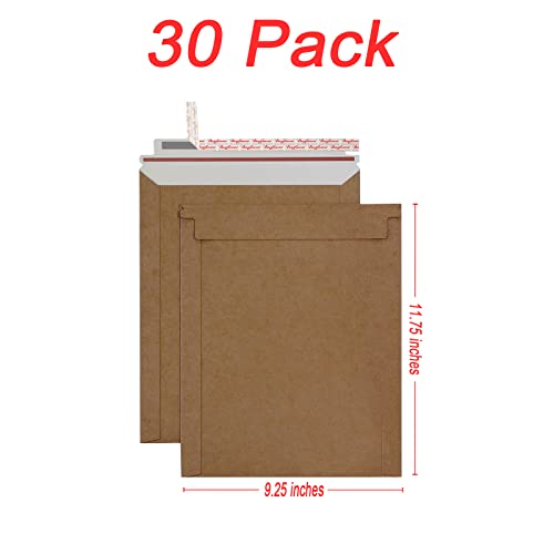 Bonfasvo Rigid Mailers 30 Pack 9.25 x 11.75 inches Brown Self Seal Stay Flat Bulk Cardboard Kraft No Bend Mailers Peel and Seal for Document Photos Pictures Papers Files CD - color: Brown, size: 9.25 x 11.75 Inch (30 Pack)
