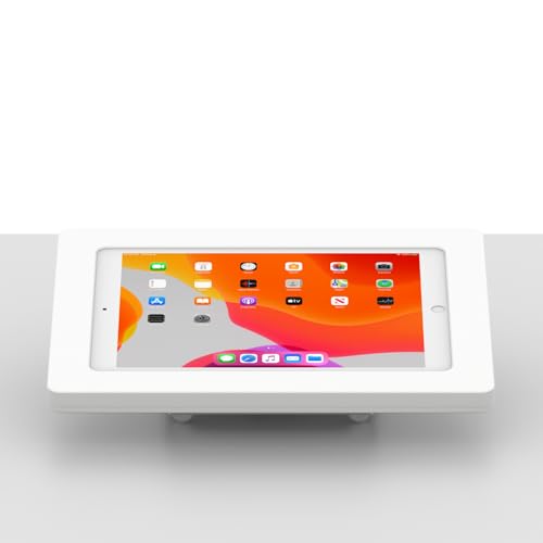 VidaMount White Enclosure and Fixed Tilted 15° Desk/Surface Mount [Bundle] Compatible with iPad 10.2" (7th, 8th & 9th Gen) - color: White, size: iPad 10.2" (7th, 8th & 9th Gen)