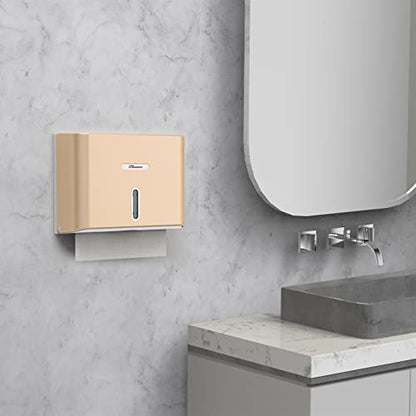 Paper Towel Dispenser Wall Mount, Adhesive No Drilling Multifold Trifold C Fold Commercial Hand Towel Dispenser,Gold - color: Gold