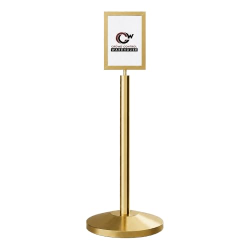 CCW 8.5 X 11 Inch Vertical Pedestal Floor Sign Frame, Polished Brass - color: Polished Brass, size: 8.5 x 11 Inch Vertical