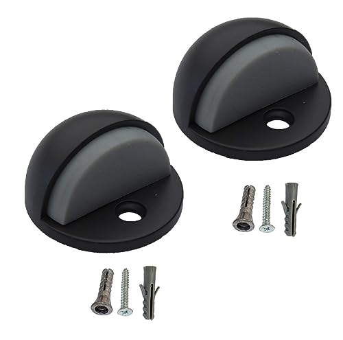 QCAA Low Dome Floor Door Stop, H 25.4 x Diameter 44.5mm, Zinc Die Cast, Matte Black, 2 Pack, Made in Taiwan - color: Matte Black, size: 2 Pack