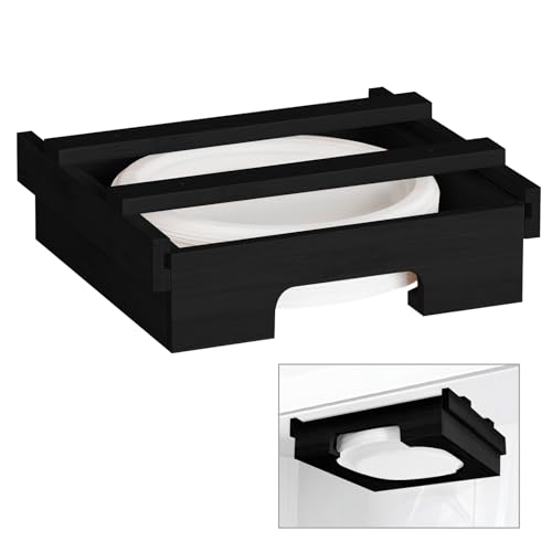 Paper Plate Dispenser, 9-inch Bamboo Paper Plate Dispenser Under Cabinet, Kitchen Counter Vertical Holder Organizer Countertop Caddy Black - color: Black, size: 9 Inch
