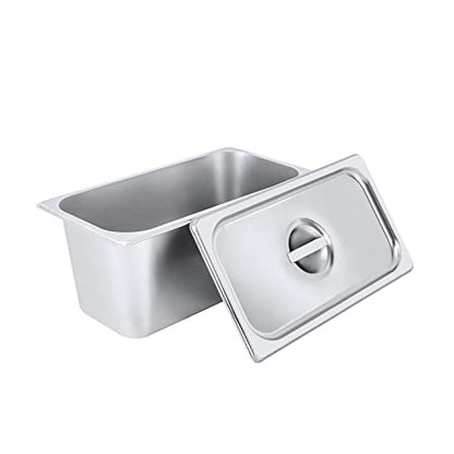 4 Pack Stainless Steel Hotel Pans, Half Size 6" Deep Commercial Food Pans With Lid Catering Food Storage Metal Pan Chafing Dishes Dinner Buffet Server for Food Prep Restaurant (12.8" x 6.9" x 6") - size: 12.8" x 6.9" x 6"