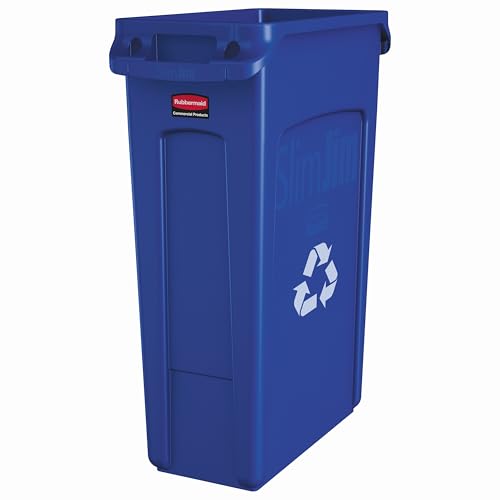 Rubbermaid Commercial Products Slim Jim Trash Can, Blue Recycle, 23-Gallon - color: Blue Recycle, size: 23 Gal