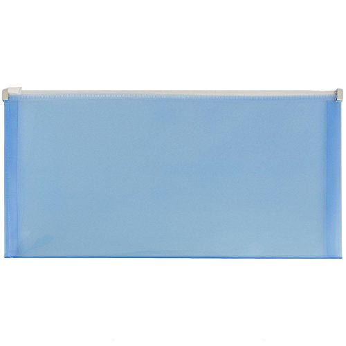JAM PAPER Plastic Envelopes with Zip Closure - #10 Booklet Wallet - 5 x 10 - Blue - 12/Pack - color: Blue, size: #10 Business Size