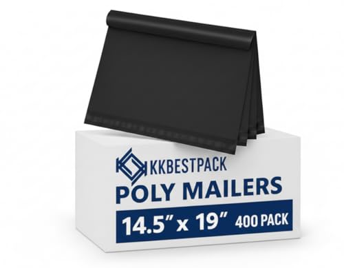 KKBESTPACK Black Poly Mailers 14.5x19 in, Shipping Bags, 400 Pcs - color: Black, size: 14.5" x 19" 400pcs