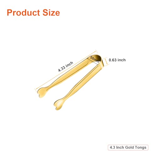 Mini Serving Tongs, Anytrp 18-Packs Stainless Steel Sugar Tongs, 4.3 inch Ice Tongs Kitchen Appetizers Tong for Coffee Bar, Tea Party, Desserts Party, Sugar and Ice Bucket - color: Gold, size: 4.3inch-18pcs