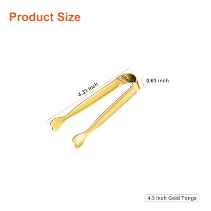 Mini Serving Tongs, Anytrp 18-Packs Stainless Steel Sugar Tongs, 4.3 inch Ice Tongs Kitchen Appetizers Tong for Coffee Bar, Tea Party, Desserts Party, Sugar and Ice Bucket - color: Gold, size: 4.3inch-18pcs