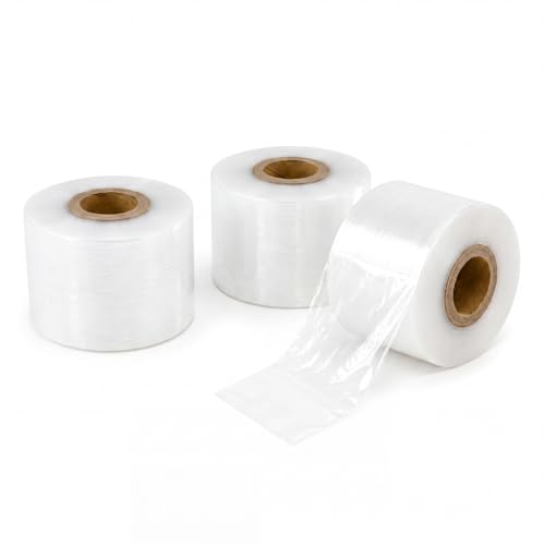 AmazingSpark 3 Rolls Mini Stretch Wrap for Bottles Jars Seals, 2in x 3150ft