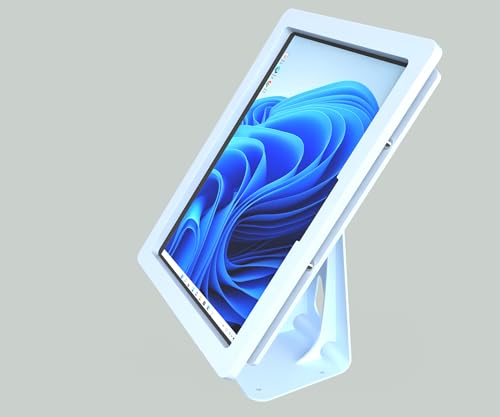 Anti-Theft Acrylic Case with 360 Rotate 180 Swivel Metal Desktop Stand for MS Surface Pro 8/9/10/11 Tablet (White) - color: White, size: Surface Pro 8/9/10/11