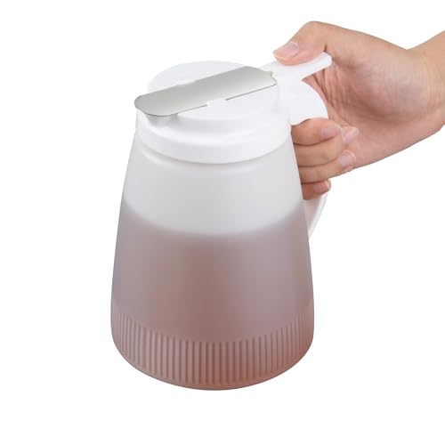 Restaurantware-Chef 101 48 Ounce All Purpose Syrup Dispenser, 1 Honey Dispenser - White Top, Stainless Steel Slide Cover, Plastic Pancake Syrup Bottle, Perfect For Diners, Restaurants, Home - color: White, size: 48 Ounces, style: 1 Count