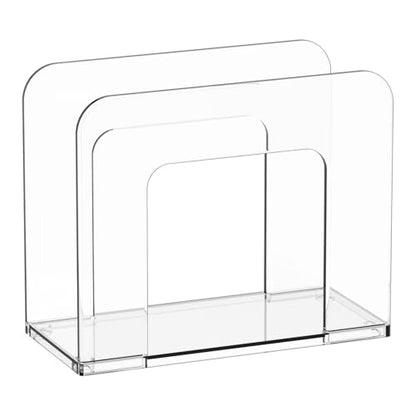 Yieach 2 Pack Square Clear Napkin Holder for Table,Party,Bar,5x5 Small Vertical Standing Lucite Napkin Holder for 8x8 Floral Paper Napkins,Modern Plastic Cocktail Napkins Holder for Dining Room Decor