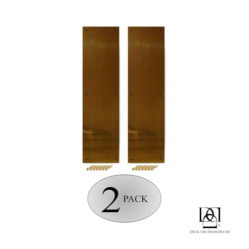 Deck the Door Decor | Door Push Plate - Screw Mount - Multiple Sizes & Finishes (Shiny Brass, 3 x 12)(Pack of 2) - color: Shiny Brass, size: 3 x 12" ( 2 Pack)