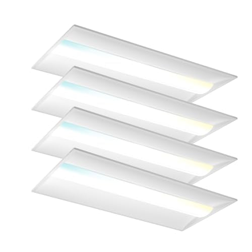 OKQ 2x4 LED Troffer Light (4 Pack), Wattage Selectable 30W-72W (Up to 10800LM), 5CCT Color Changeable 3000K-6500K, 0-10V Dimmable Center Basket Drop Ceiling Lights for Office & Commercial, 120-277V - size: 2X4 4Pack