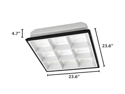 WareLight 2X2 LED Ready Parabolic Troffer Fixture, 9-Cell, 3-Lamp T8 LED Ready (Sold Separately), Non-Shunted Sockets, Single & Double Ended Wiring, 120-277V - size: 2x2