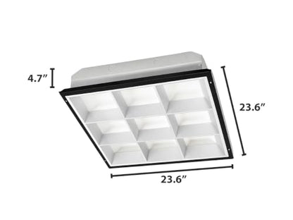 WareLight 2X2 LED Ready Parabolic Troffer Fixture, 9-Cell, 3-Lamp T8 LED Ready (Sold Separately), Non-Shunted Sockets, Single & Double Ended Wiring, 120-277V - size: 2x2