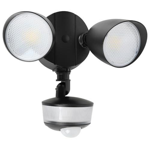 LUTEC 34W 3700 Lumen LED Security Light Motion Sensor Outdoor Lights with Night Light, 5000K Daylight, IP65 Waterproof, Dusk to Dawn, Hardwired Motion Detector Flood Light for Garage, Yard-Black - color: Black, size: 1 Pcs