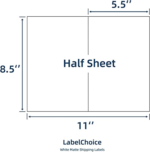 100 Sheets 200 Labels Half Sheet Self Adhesive Shipping Labels for Laser & Inkjet Printers, 8.5" x 5.5" Shipping Mailing Labels, 2 per Page Shipping Labels, 5 1/2 x 8 1/2 Half Sheet Labels - size: 8.5x5.5-100P