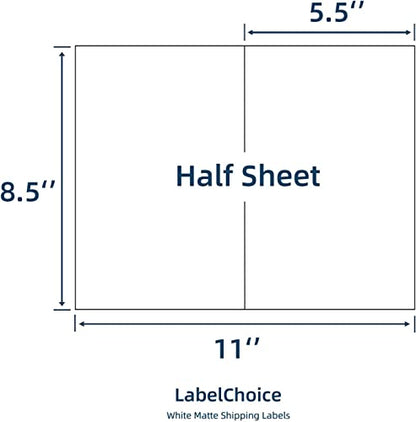100 Sheets 200 Labels Half Sheet Self Adhesive Shipping Labels for Laser & Inkjet Printers, 8.5" x 5.5" Shipping Mailing Labels, 2 per Page Shipping Labels, 5 1/2 x 8 1/2 Half Sheet Labels - size: 8.5x5.5-100P