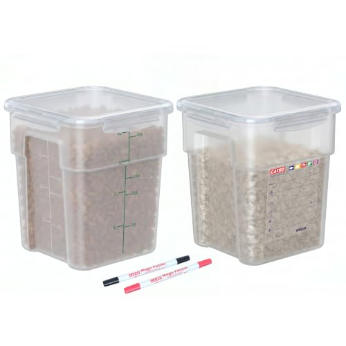 2 Pack 4 QT Airtight Commercial Food Storage Containers, BPA-Free Translucent Polypropylene, Built-In Labeling Area, Stackable for Sugar & Rice, Tall Model - size: 2 X 4.0(QT)-Tall