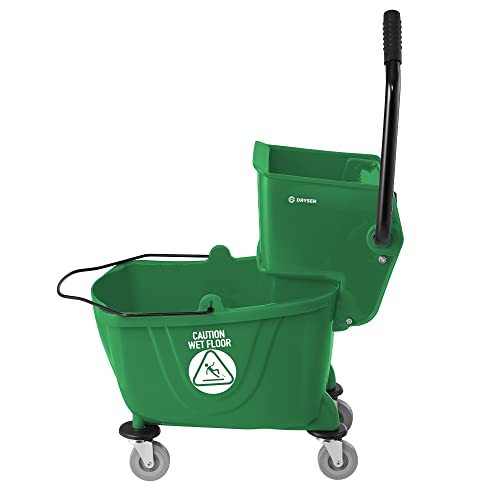 Dryser Commercial Mop Bucket with Side Press Wringer, 26 Quart, Green - color: Green