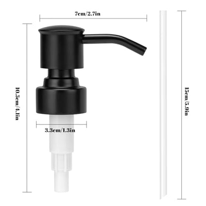 2 Pack Black 304 Stainless Steel Soap Dispenser Pump Replacement Standard 28/400 Thread for Regular Mouth Bottles Lotion Soap Dispenser for Kitchen Bathroom - color: Black