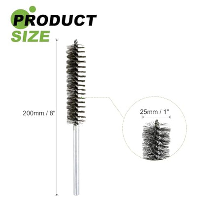 HARFINGTON 2pcs Wire Bore Brush Set 8 Inch Length 1 Inch Shank Stainless Steel Bristles Cleaning Brush for Clean Car Part Tube Kitchen Garage - size: 8 x 1 Inch