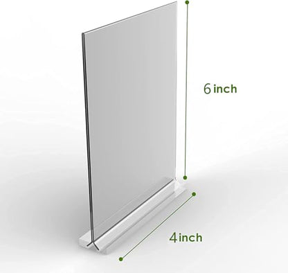 KOOLDE Acrylic Sign Holder 4x6 Inches 6 Pack T Shape Desktop Display Stand Vertical Double Sided Clear Table Menu Flyer Holder for Restaurants, Office, Shop, Wedding - color: 6 pack